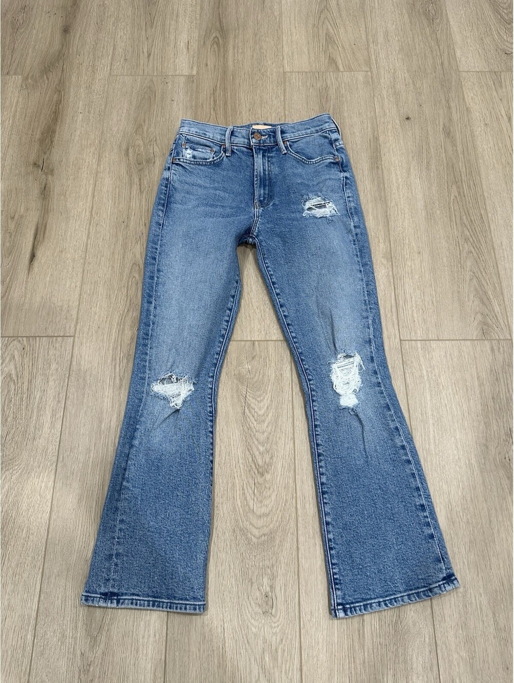 Mother Jean Woman Blue Denim Size 25 The Insider Ankle Bloom And Doom Distressed